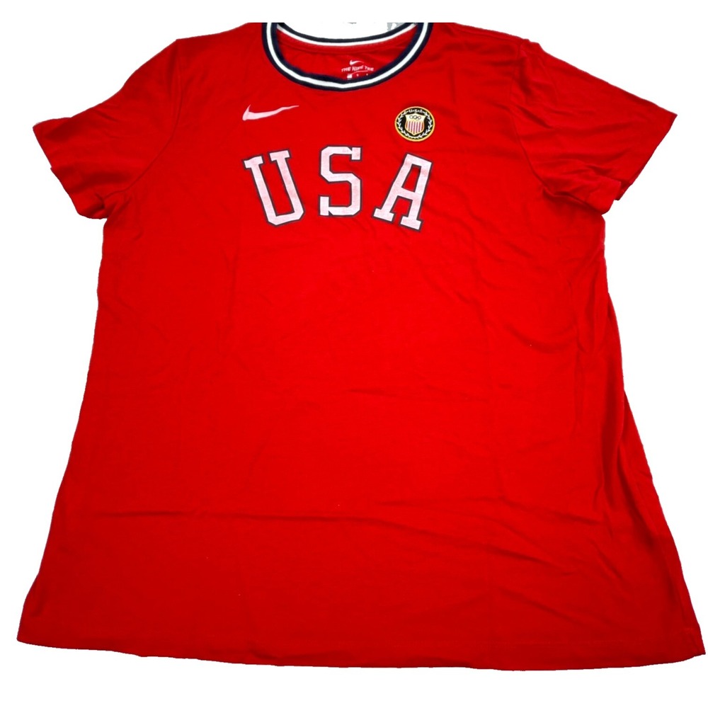 Nike Shirt Women Large Red‎ Olympics Team USA Heritage Patch Ladies Soccer  Tee
